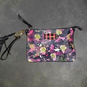 Brand New Genuine Steve Madden Black with Floral Print Faux Leather Handbag